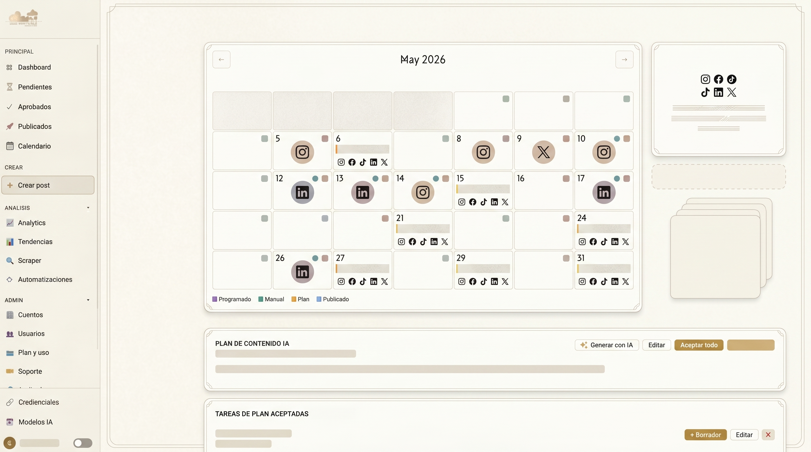 Calendario de publicaciones